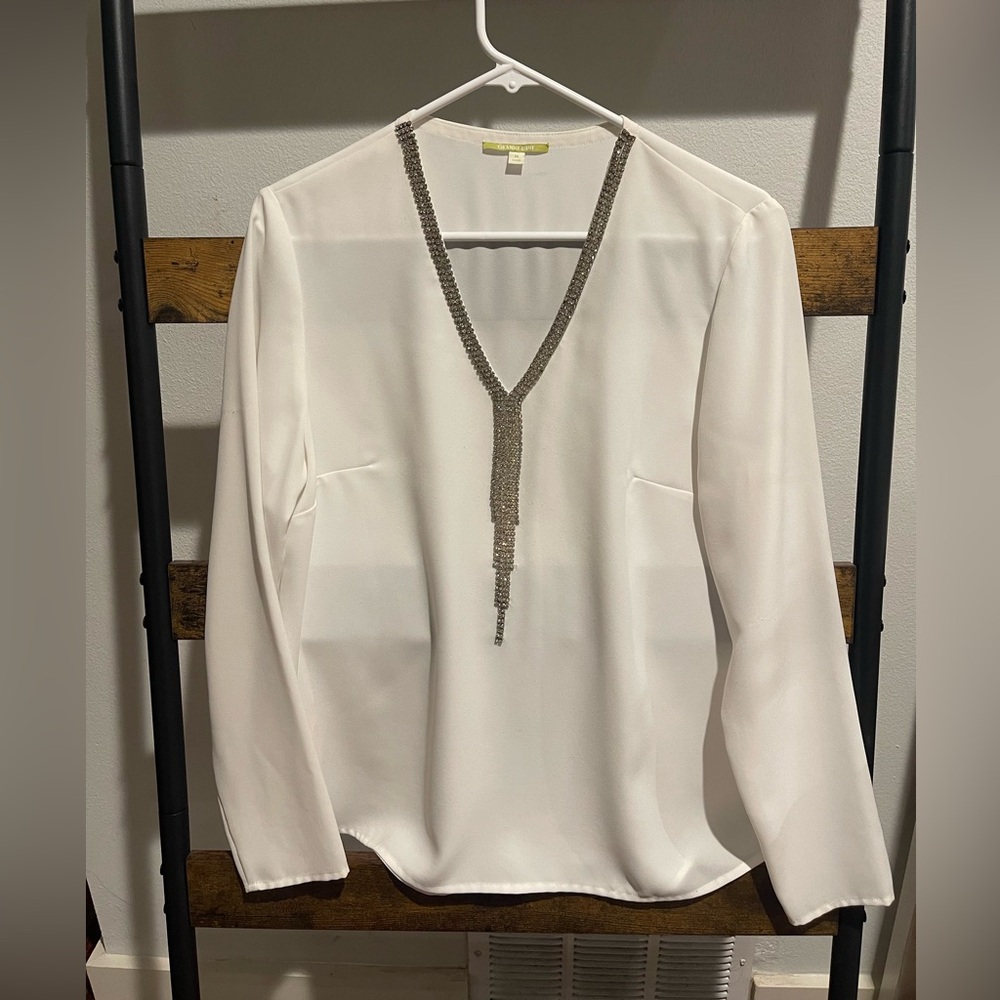 Gianni Bini White Long Sleeve Blouse